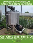 300 Gallon Apv Crepaco Stainless Likwifier/liquiverter High Sheer Mixer Tank. Fixed Price $12750.00.
