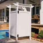 Hampton 89" Shower Enclosure - White Vinyl Privacy Kit For Pool & Beach. Fixed Price $1141.99.