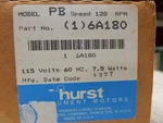 Hurst Motor Model Pb P/n (1) 6A180 120 Rpm 115V 60HZ 7.5W 3204-026. Fixed Price $39.00.