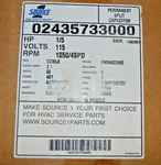 Ao Smith 02435734000 1/3 Hp 1075 Rpm, 115V, Spd Furnace Motor F48AA23A50 York. Fixed Price $118.67.