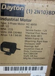 Dayton 1/2 Hp 208-230/460V 1725 Rpm Three Phase Odp Ac Motor Mpn 2N103BD. Fixed Price $199.99.