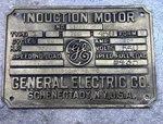 Vintage General Electric Induction Motor Nameplate 200 Hp Industrial Brass. Fixed Price $99.99.