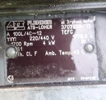 Abb Atb Loher A100L/4 Induction Motor 3 Phase Ac 220/440V 60HZ 1700RPM Tefc. Fixed Price $100.00.