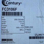 FC3106F Century Condenser Fan Motor 5/8" Dia, Hp, 1140 Rpm 200-230/460V. Fixed Price $399.00.