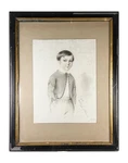 Exceptional Antique Pencil Drawing, Portrait Of Boy, 14X11" Frame, Signed 1847. Fixed Price $395.00.