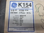 General Electric K154 Motor 1/3 Hp 1725 Rpm 230/460V Phase Hz. Fixed Price $99.95.