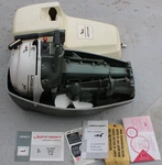1967 Johnson "seahorse" 3HP Folding Suitcase Boat Motor JHF22S. Fixed Price $450.00.