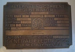 Alternating Current Generator General Electric Co Heavy Brass Plaque/sign - Rare. Fixed Price $400.00.