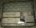 Trend Lab Art Deco 3 Pc Crib Set Bedding Gray White Nursery Quilt, Skirt, Sheet. Fixed Price $55.00.