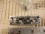 Nameplate From Vintage Barlow & Seelig Mfg Co 1/4 Hp Electric Motor Model W2885. Fixed Price $7.99.
