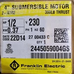2145059004GS Franklin 1/2HP 4" Submersible Water Well Motor 230V, Single Phase. Fixed Price $399.99.