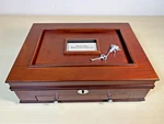 Rarely Seen Morgan Silver Dollar Wooden Display Box W/ Key! Pcs Stamps & Coins. Fixed Price $44.99.