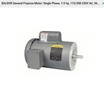 Baldor KL3405 Industrial Motor 1/3HP 3450RPM 115/208-230V 60HZ New Old Stock. Fixed Price $370.00.