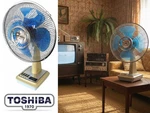 Toshiba EL-55C3 Electric Fan 1970 Japan Mid-century Industrial Style Blue Blades. Fixed Price $102.00.
