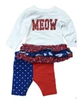 Truly Scrumptious Infant Girls Set Patriot Meow Ruffle Shirt & Stretch Pants. Fixed Price $17.99.