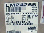 New 3/4 Hp Lincoln Motor LM24265 3/60/230/460 870 Rpm Nos. Fixed Price $384.99.